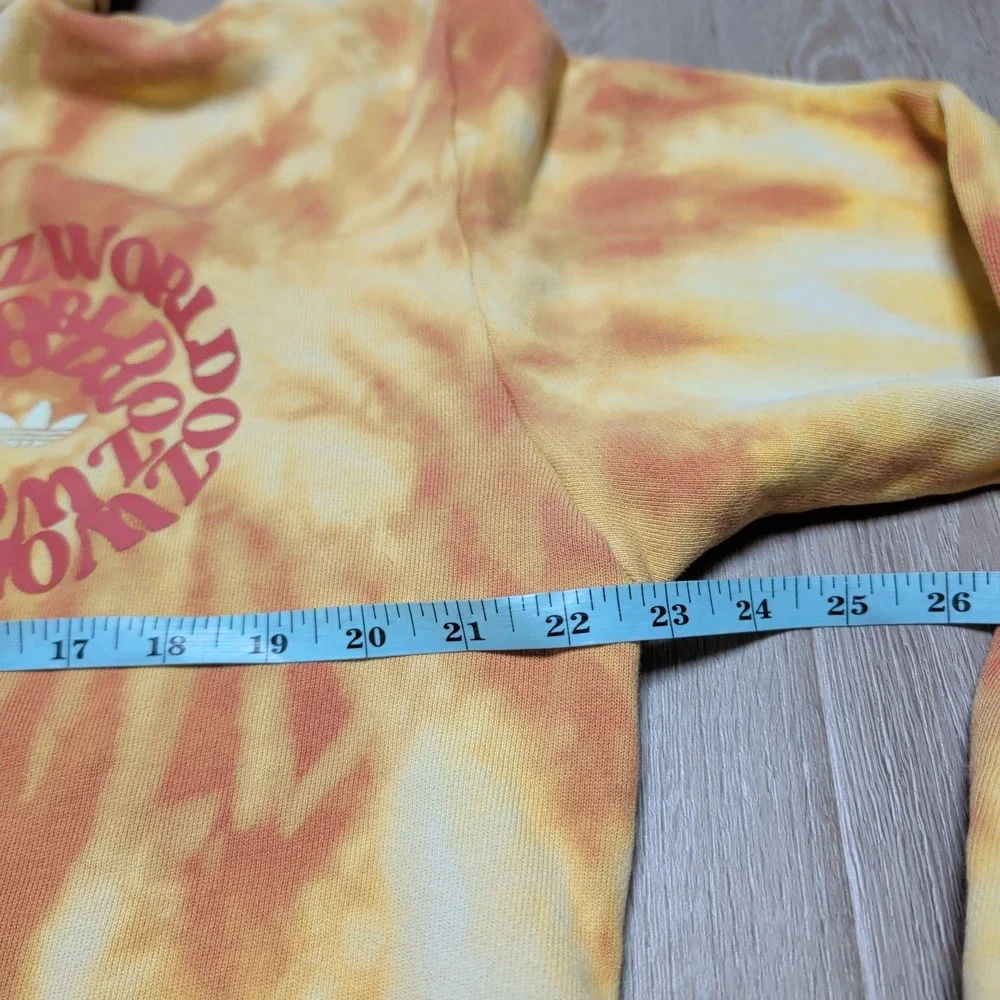 Adidas Ozworld Hoodie Mens Medium Orange Yellow Tie Dye Pullover Sweatshirt Cozy